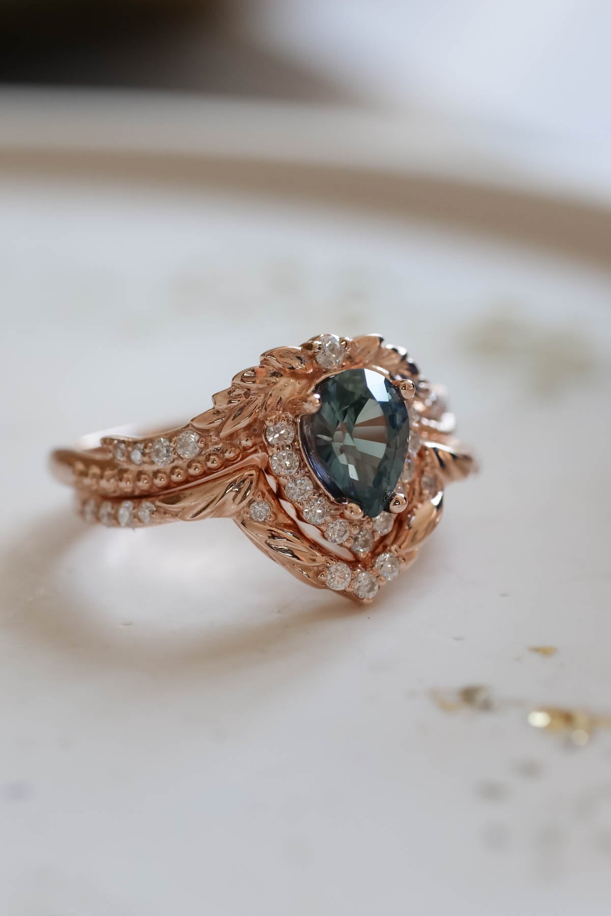 Montana blue sapphire ring set, antique style engagement rings ...