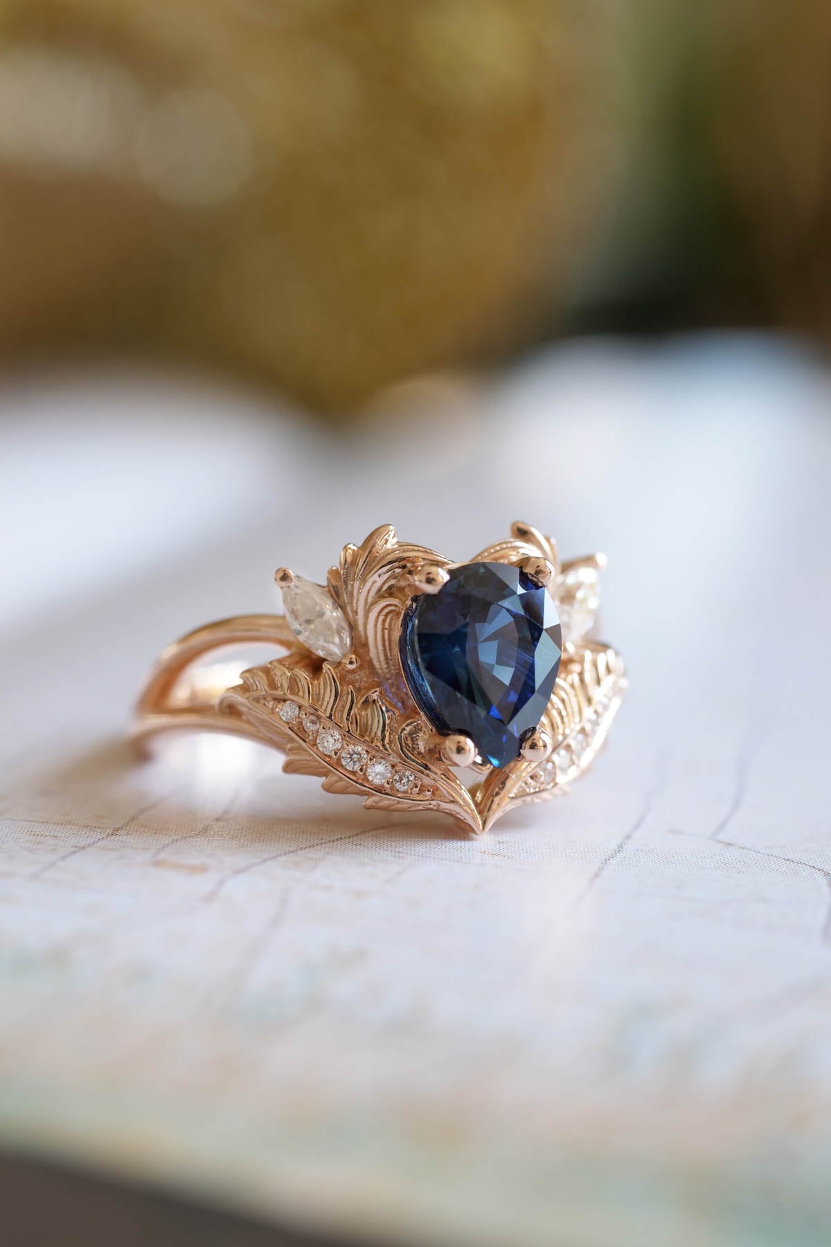 Round Blue Sapphire Engagement Ring Sizable Women Wedding/ - Temu
