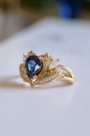 Raw Blue Sapphire Copper Electroformed Ring with Natural Blue Stone Se |  Munchkinsmirror Jewelry