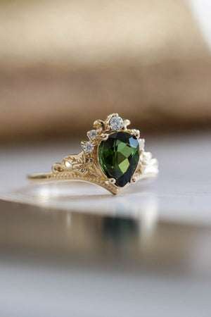 Vintage Tourmaline and Diamond Ring 14k c. 1950 – Bavier Brook Antique  Jewelry