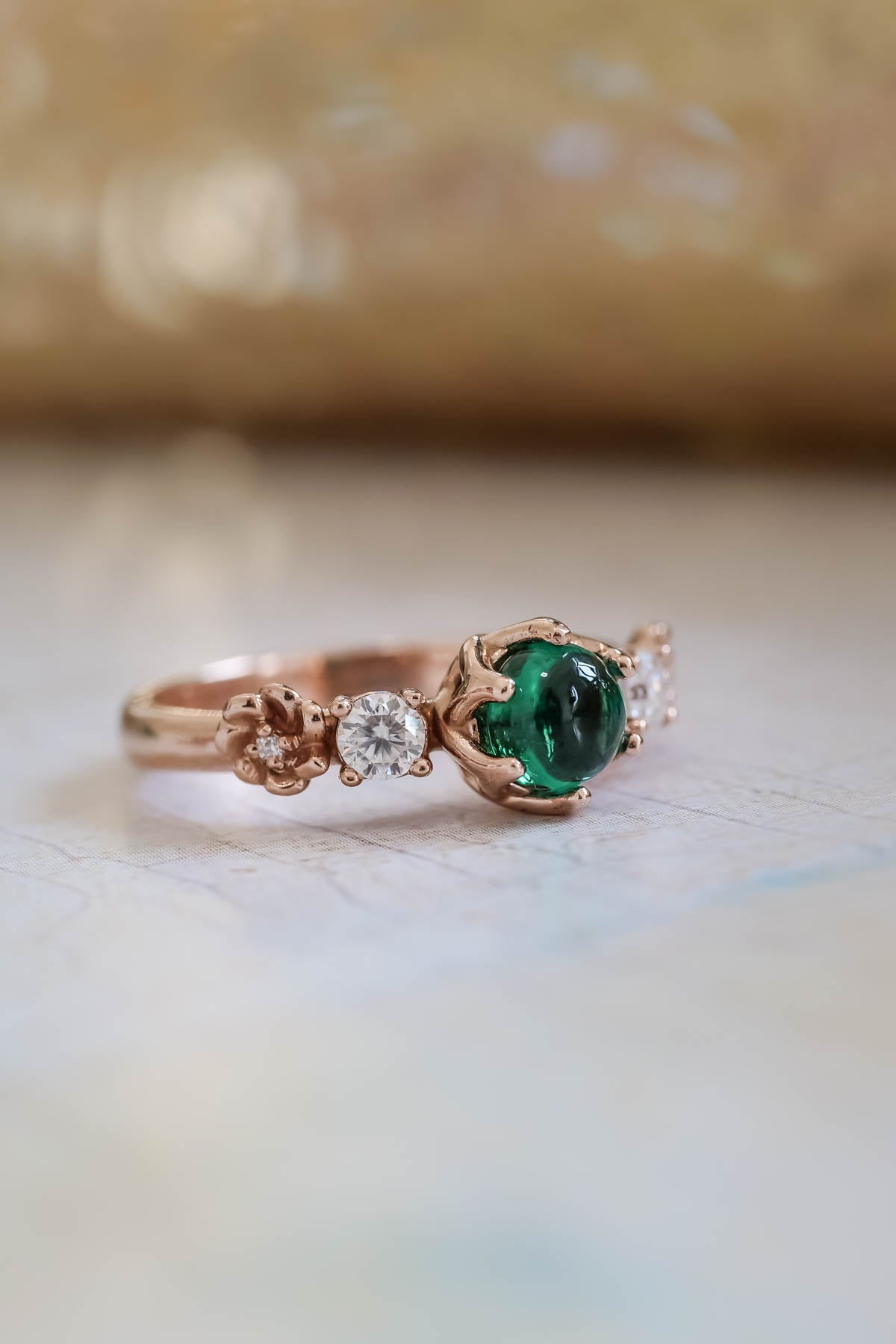 Emerald engagement ring, green engagement rings / Fiorella - Eden Garden Jewelry™