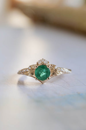 Emerald proposal ring, gold green gemstone engagement ring / Amelia - Eden Garden Jewelry™