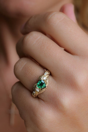 Clematis | branch engagement ring setting, trillion gemstone with accents gemstones - Eden Garden Jewelry™
