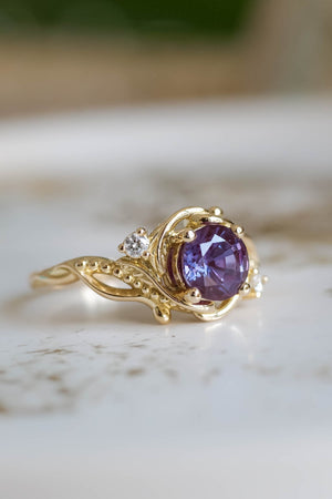 Custom order: adjusted Undina ring with all alexandrites and a matching band - Eden Garden Jewelry™