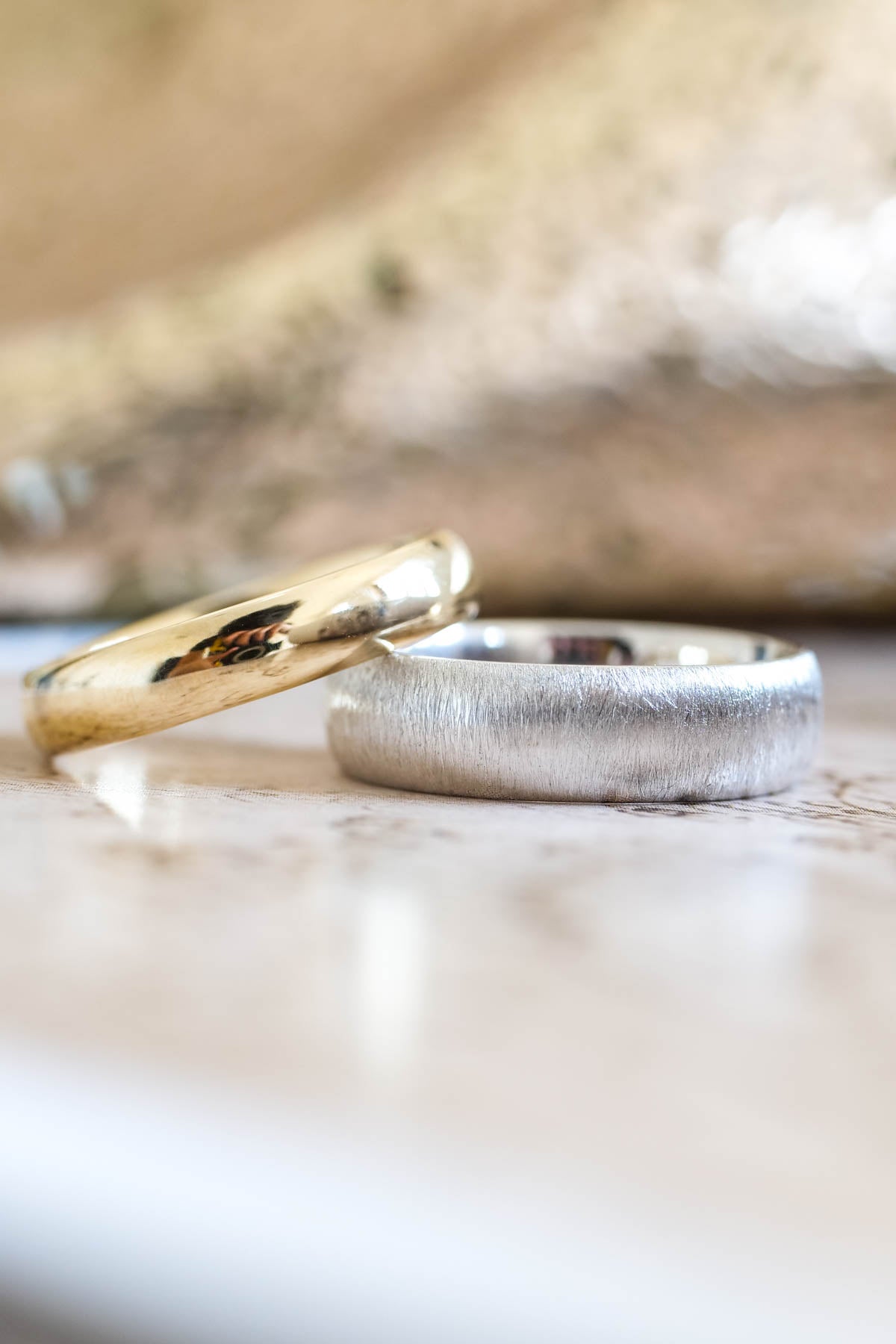 Wedding rings set for couples: classic satin finish band, classic polish finish band - Eden Garden Jewelry™