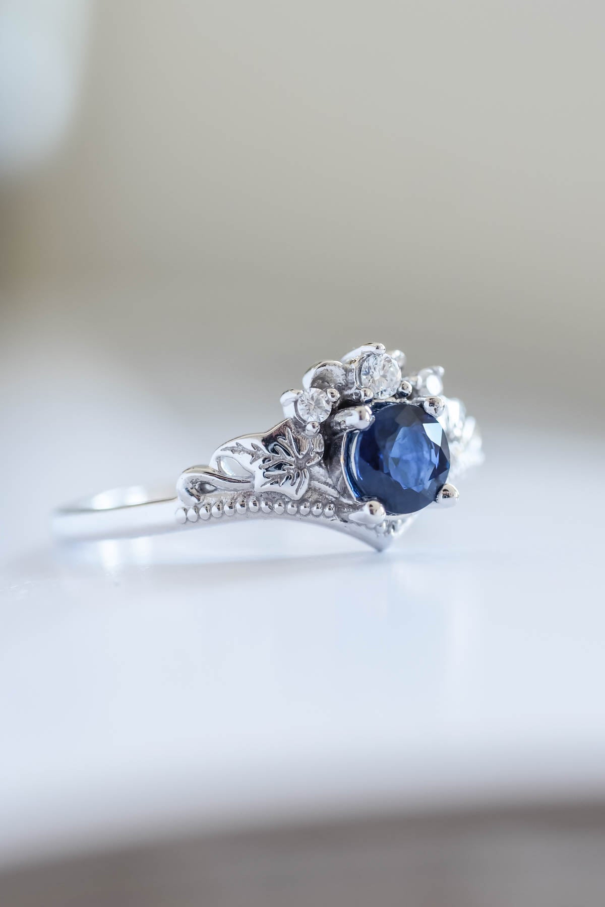 Dark blue diamond engagement rings Clearance
