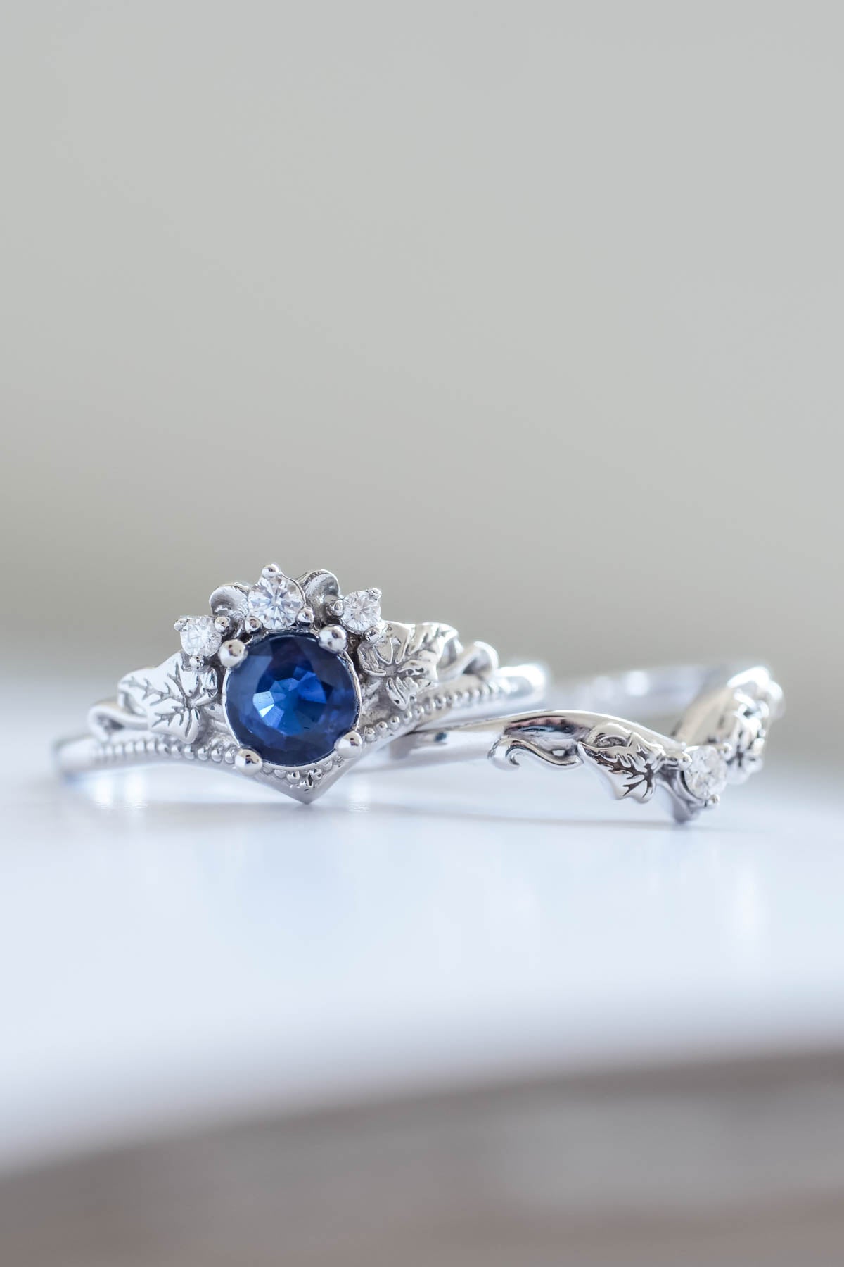 Dark blue sapphire engagement ring, alternative gold proposal ring / Ariadne - Eden Garden Jewelry™