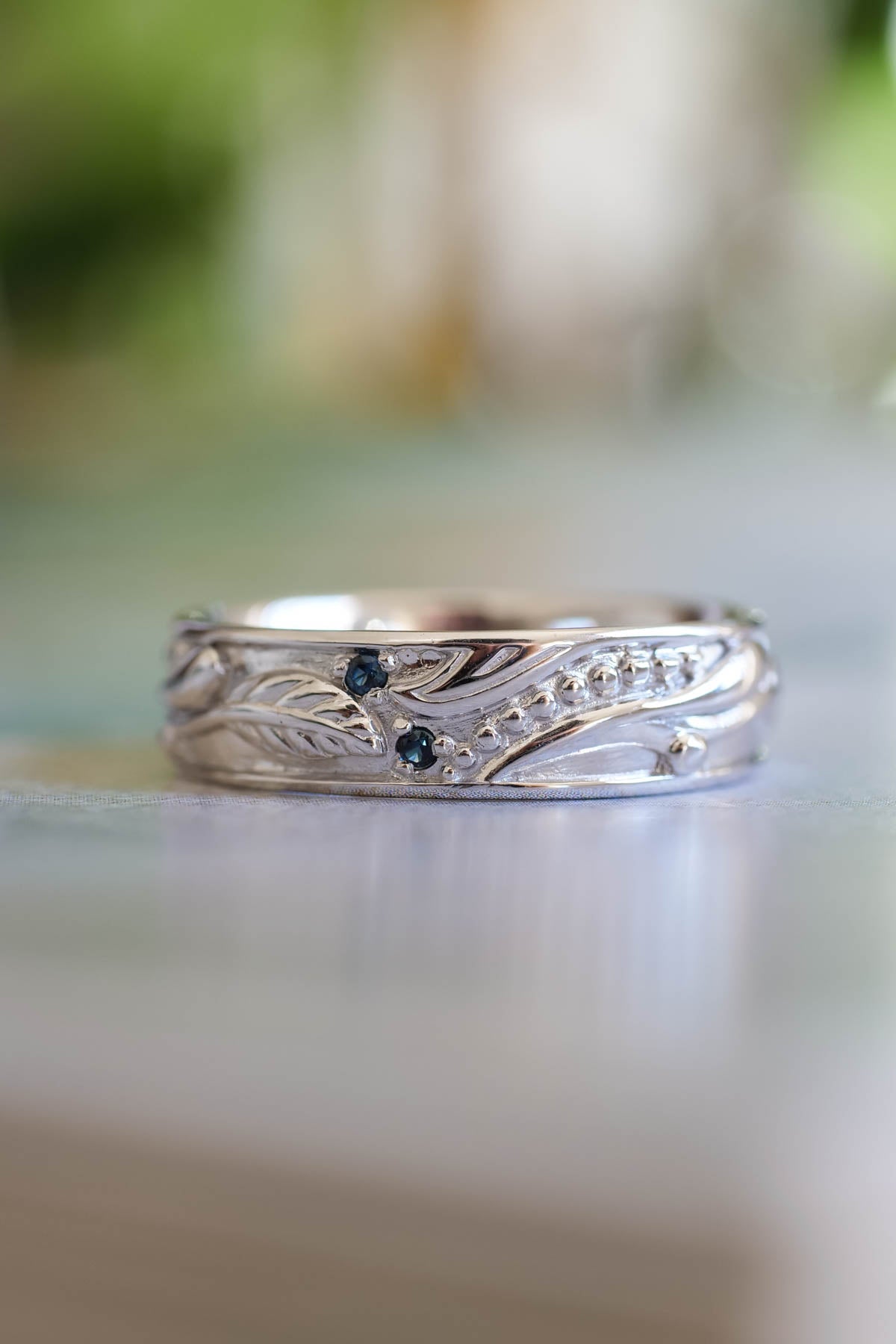 Nature Themed Bridal Set, Rose Gold Celtic Engagement Ring
