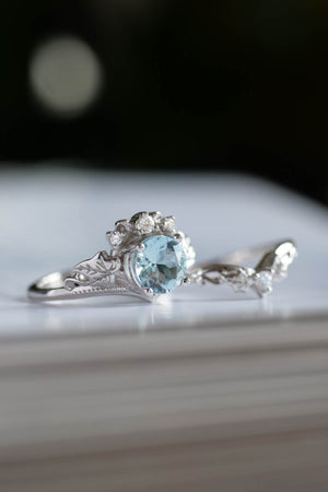 Aquamarine engagement ring, gold promise ring with diamonds / Ariadne - Eden Garden Jewelry™