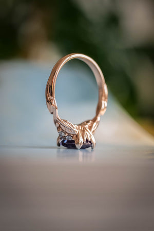 Emerald cut alexandrite engagement ring, colour changing gemstone ring / Gloria - Eden Garden Jewelry™
