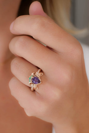 Faunus | custom engagement ring with pear cut gemstone 8x6 mm - Eden Garden Jewelry™