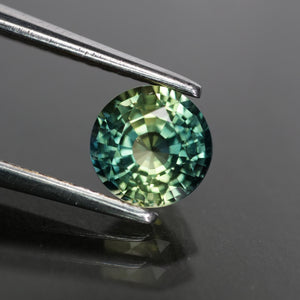 Sapphire teal green, bi-color, yellow green, round cut, VVS 5.5 mm 1 ct, Australia - Eden Garden Jewelry™