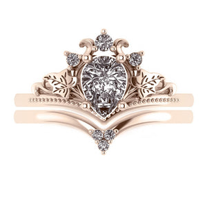 Ariadne | bridal ring set, pear cut gemstone setting - Eden Garden Jewelry™