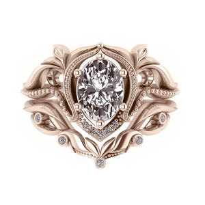 Lida | custom bridal ring set with oval cut gemstone - Eden Garden Jewelry™