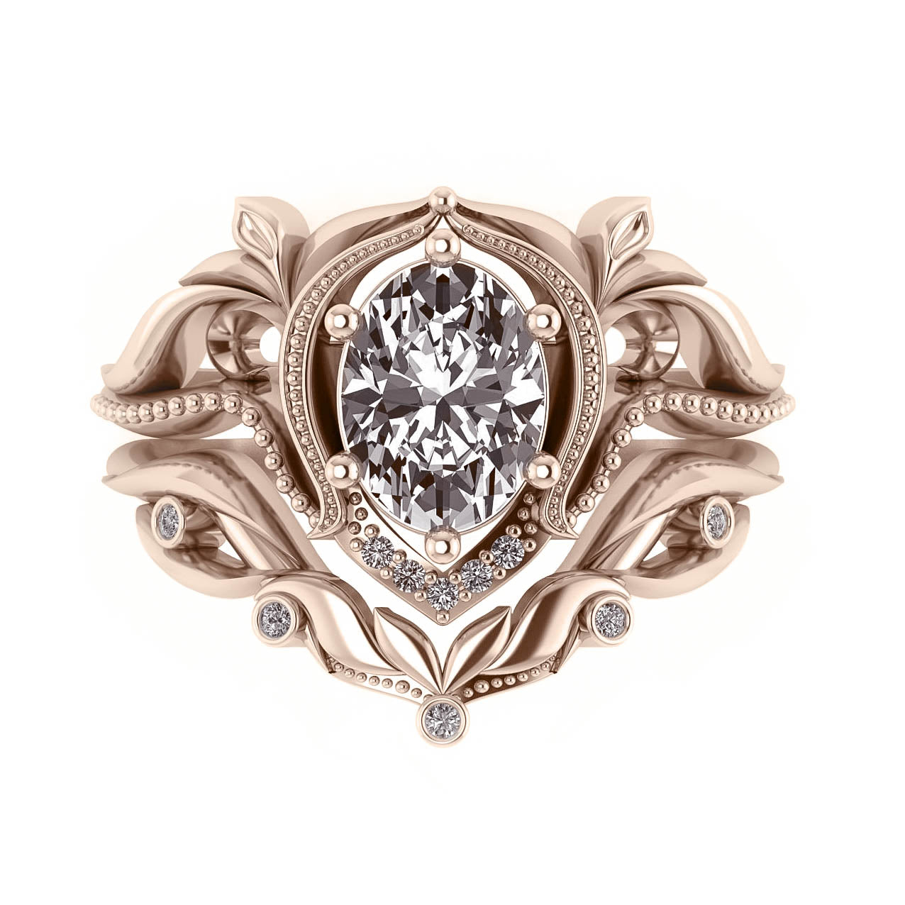 Lida | matching wedding band with 5 diamonds - Eden Garden Jewelry™