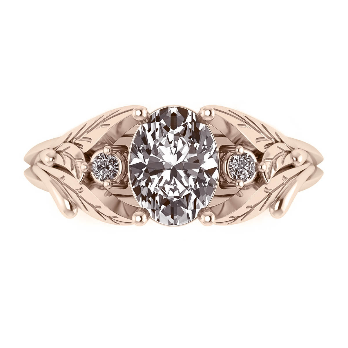 Wisteria | 8x6 mm oval gemstone setting with accent diamonds - Eden Garden Jewelry™