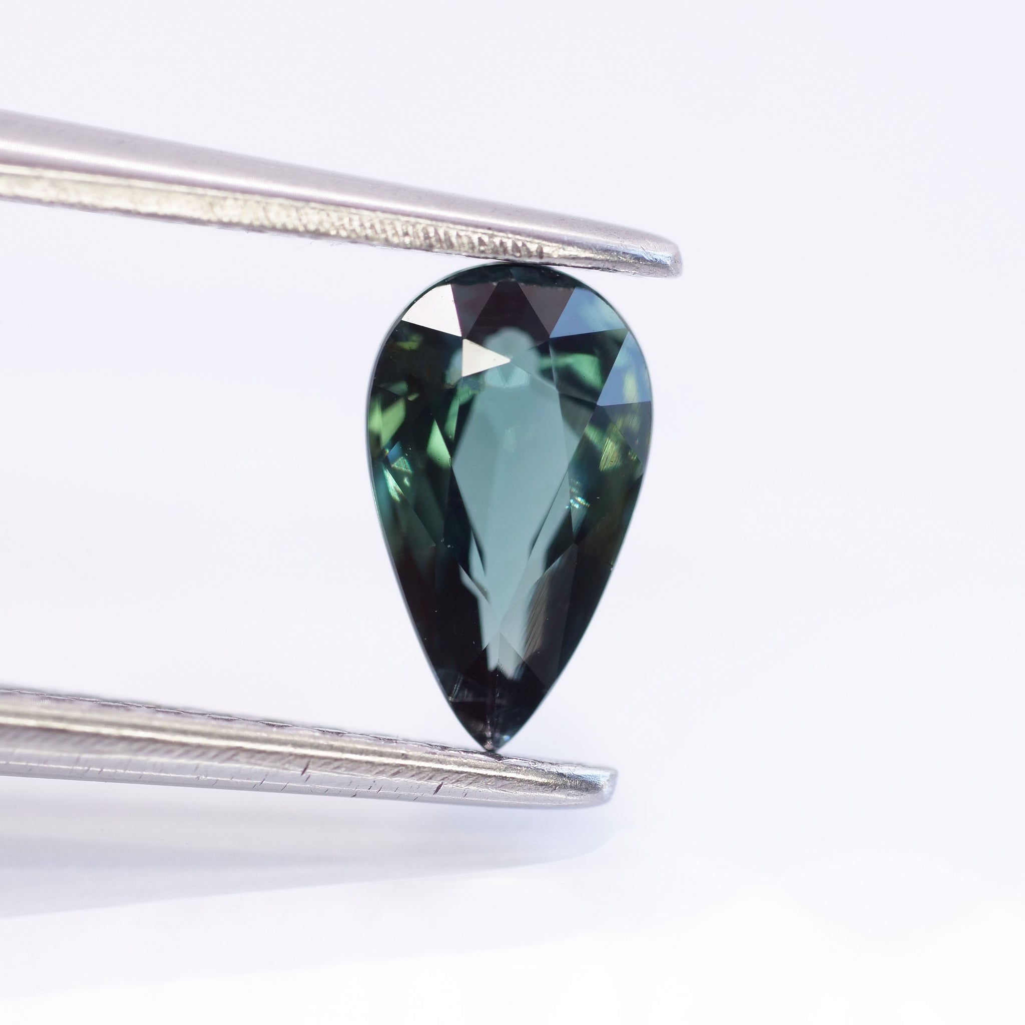 Sapphire | natural, bluish green, pear cut 7.2x4 mm, VS 0.72 ct - Eden Garden Jewelry™
