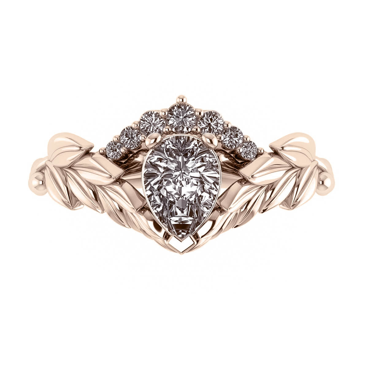 Handmade Crown Prongs Pave Set Engagement Ring, 18K White Gold — Majestic  Diamonds