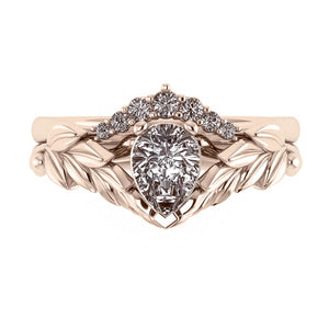 Palmira | custom bridal ring set with pear cut gemstone 7x5 mm - Eden Garden Jewelry™