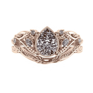 Patricia | custom bridal ring set with pear cut gemstone 8x6 mm - Eden Garden Jewelry™