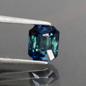 Sapphire teal blue, bluish green, bi-colour, emerald cut, VVS 6x5 mm 1 ct, Australia - Eden Garden Jewelry™