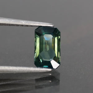 Sapphire bluish green, emerald cut, VS 7.4x4.6 mm 1.08 ct, Australia - Eden Garden Jewelry™
