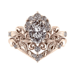 Sophie | custom bridal ring set with oval cut gemstone 8x6 mm - Eden Garden Jewelry™