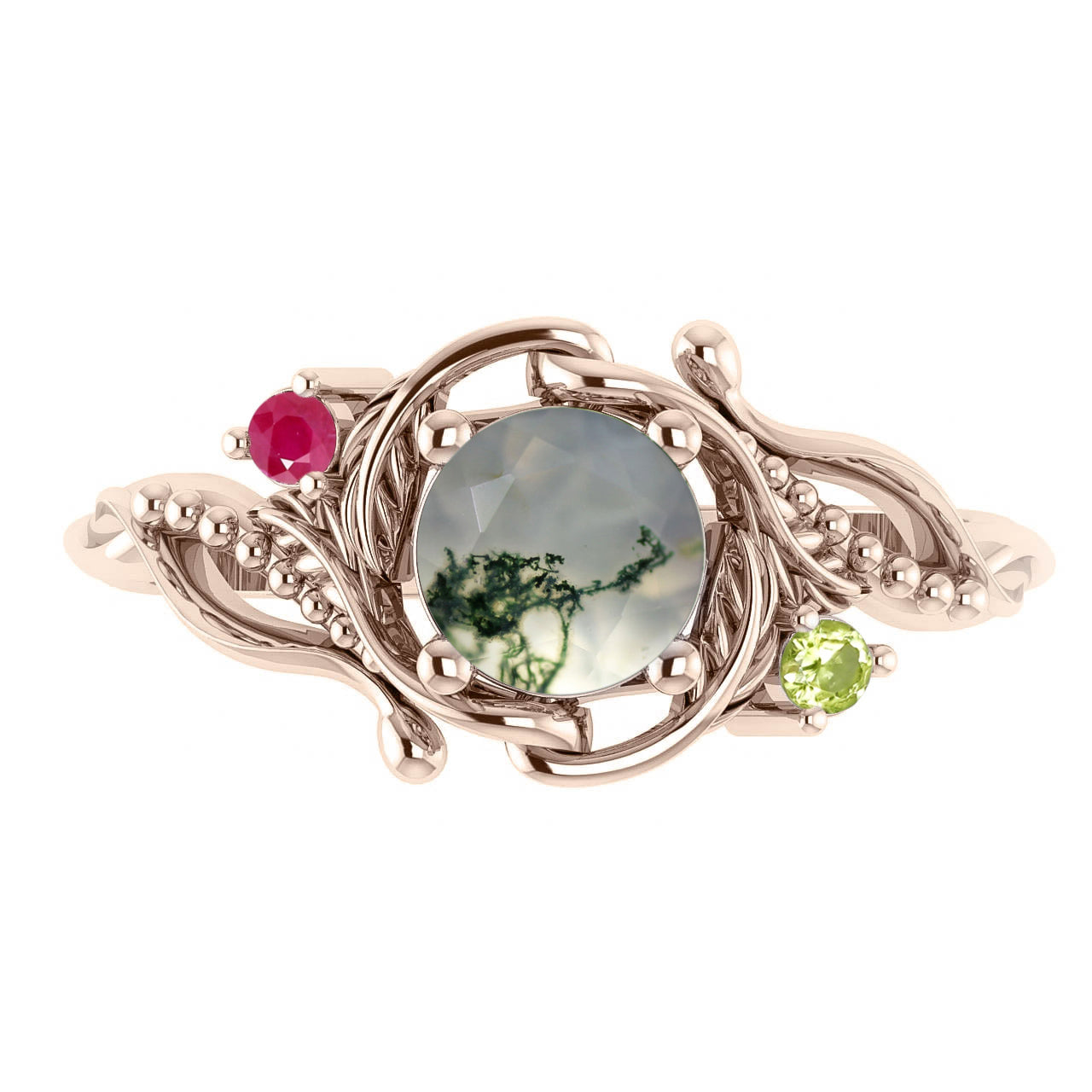 Custom order: Undina ring with moss agate - Eden Garden Jewelry™