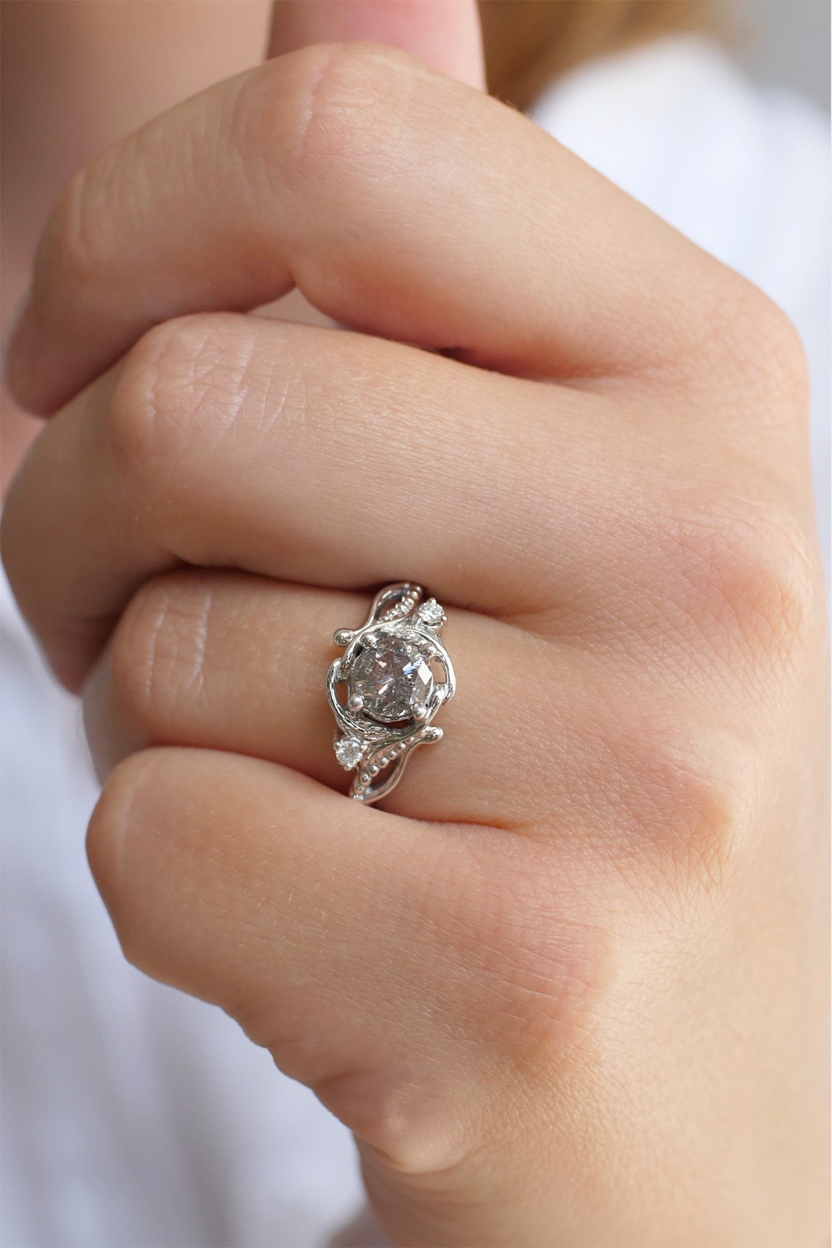 Salt and pepper diamond engagement ring  / Undina - Eden Garden Jewelry™