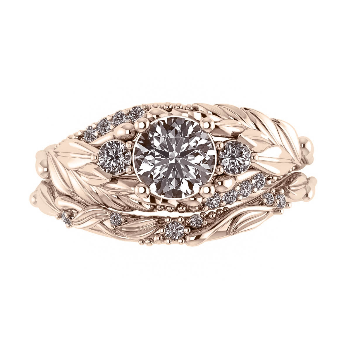 Verdi | custom bridal ring set with round cut gemstone 6 mm - Eden Garden Jewelry™