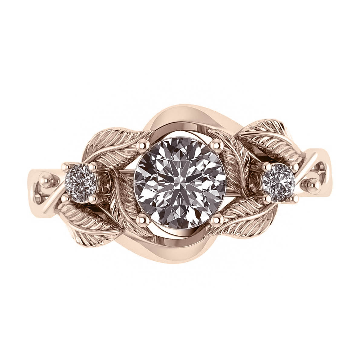 Azalea | custom ring setting, three gemstones ring, 6 mm central, 2.5 mm sides - Eden Garden Jewelry™