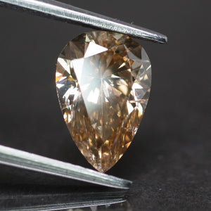 Natural diamond | Certificated | fancy champagne, pear cut 10x7mm*, light brown color, SI1, 1.78 ct - Eden Garden Jewelry™