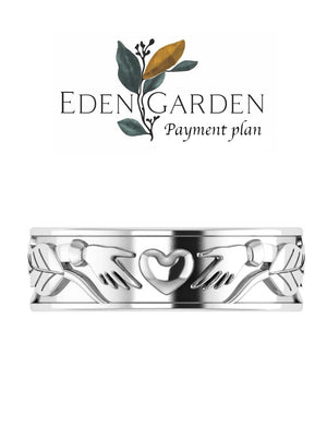 3 months payment plan for Julia: Claddagh & leaves band - Eden Garden Jewelry™