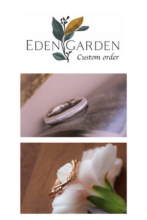 Custom order: Cornus matching wedding band and satin ring - Eden Garden Jewelry™