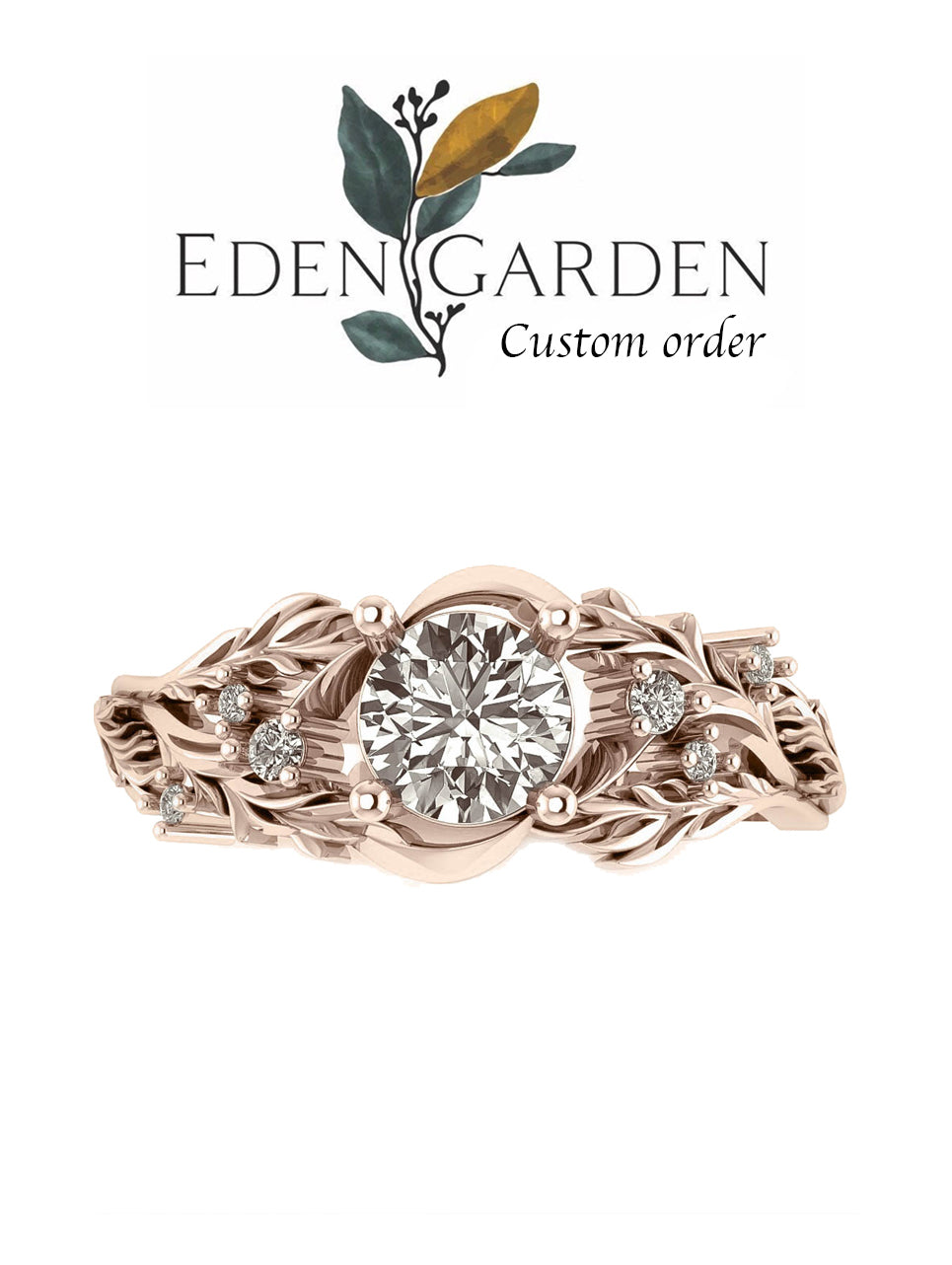 Custom order: Japanese Maple ring with alexandrites - Eden Garden Jewelry™