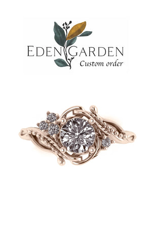 Custom ring: moissanite and pink sapphires engagement ring / Undina - Eden Garden Jewelry™