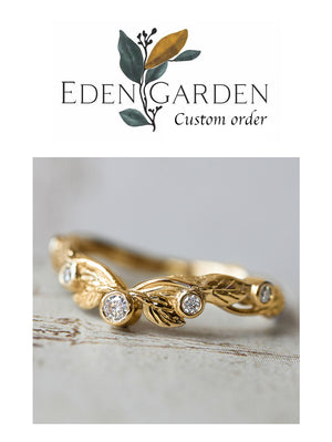 Custom order: adjusted wreath ring + matching wedding band for him - Eden Garden Jewelry™