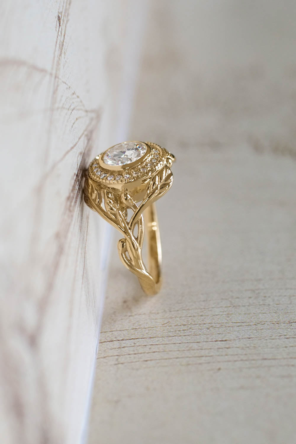 Halo engagement ring with moissanite / Tilia - Eden Garden Jewelry™