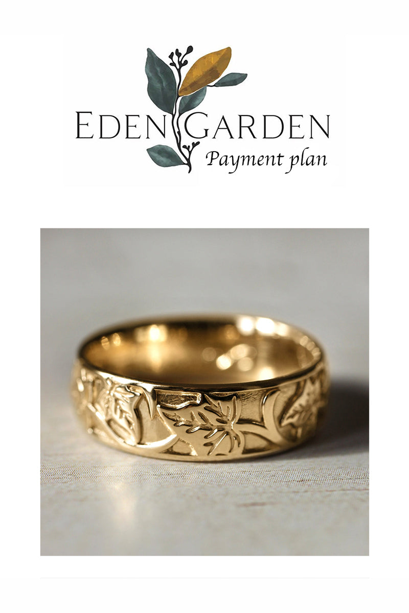 3 months payment plan: ivy leaves band, 6mm - Eden Garden Jewelry™