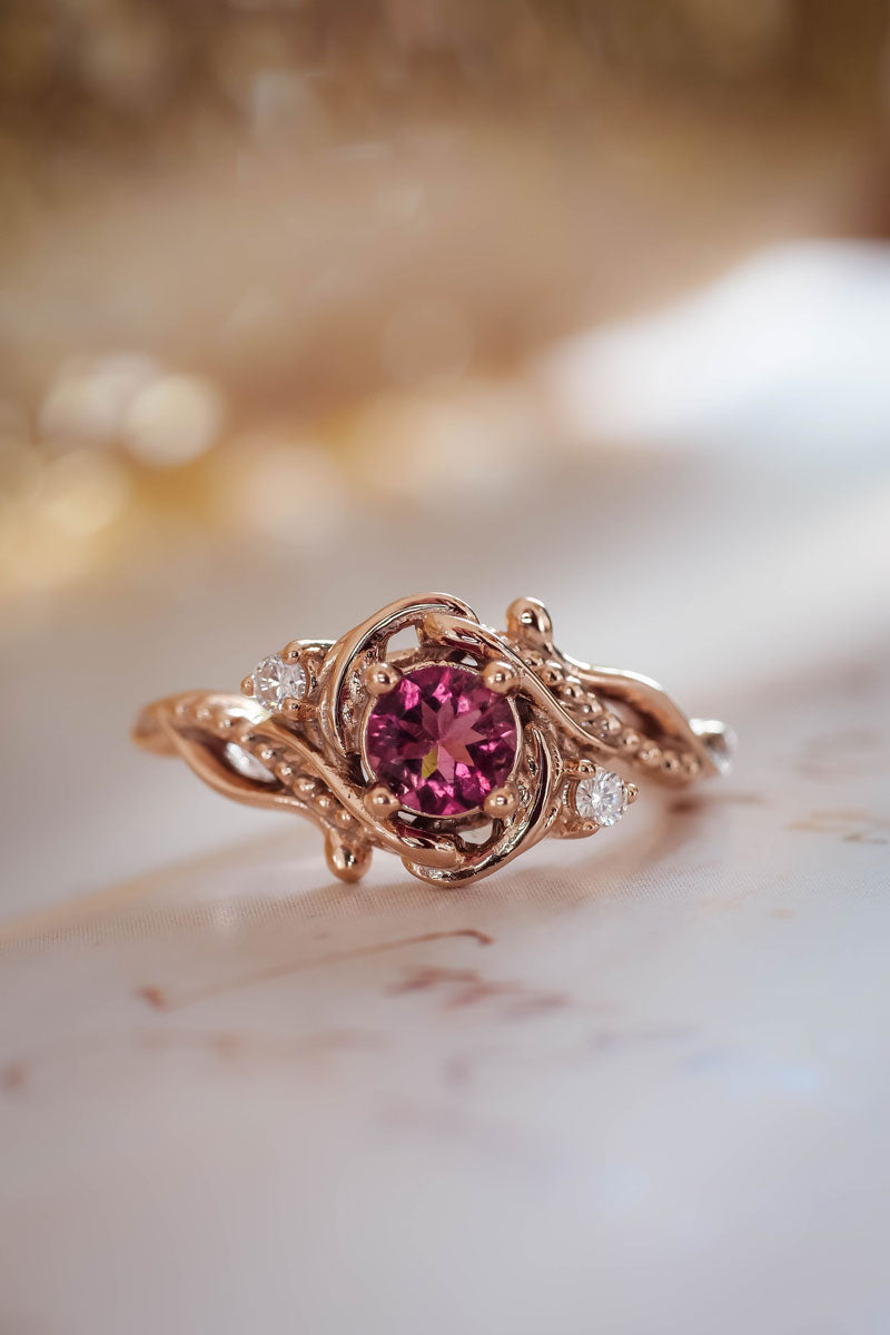 14K Rose Gold Pink Tourmaline Ring designed by Christopher Michael -  Moriartys Gem Art