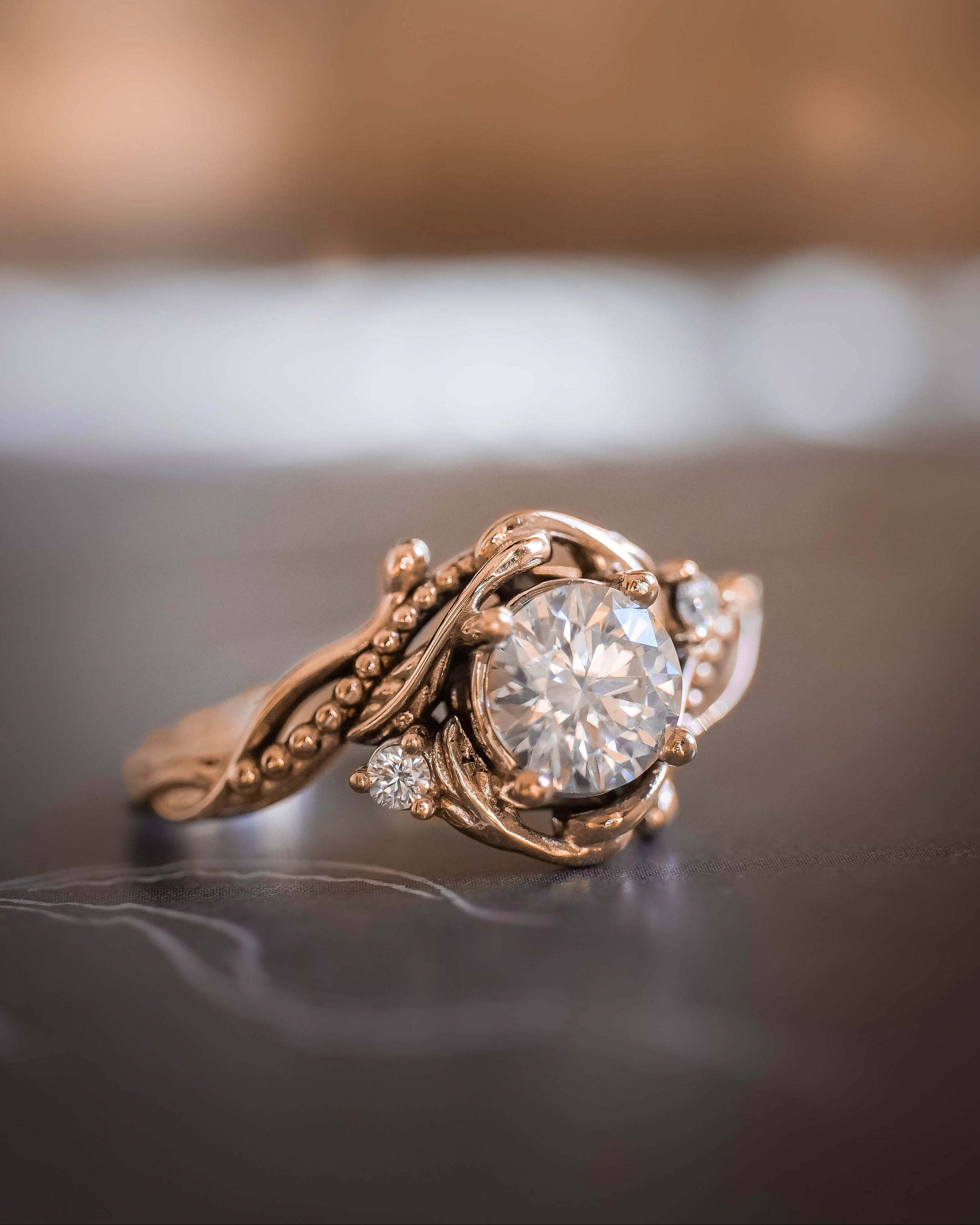 1 carat moissanite bridal ring set / Undina - Eden Garden Jewelry™