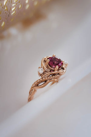 Pink tourmaline engagement ring with diamonds / Silvestra