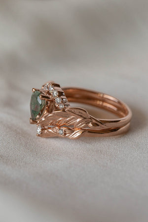 Palmira Crown | custom bridal ring set with pear cut gemstone 7x5 mm - Eden Garden Jewelry™