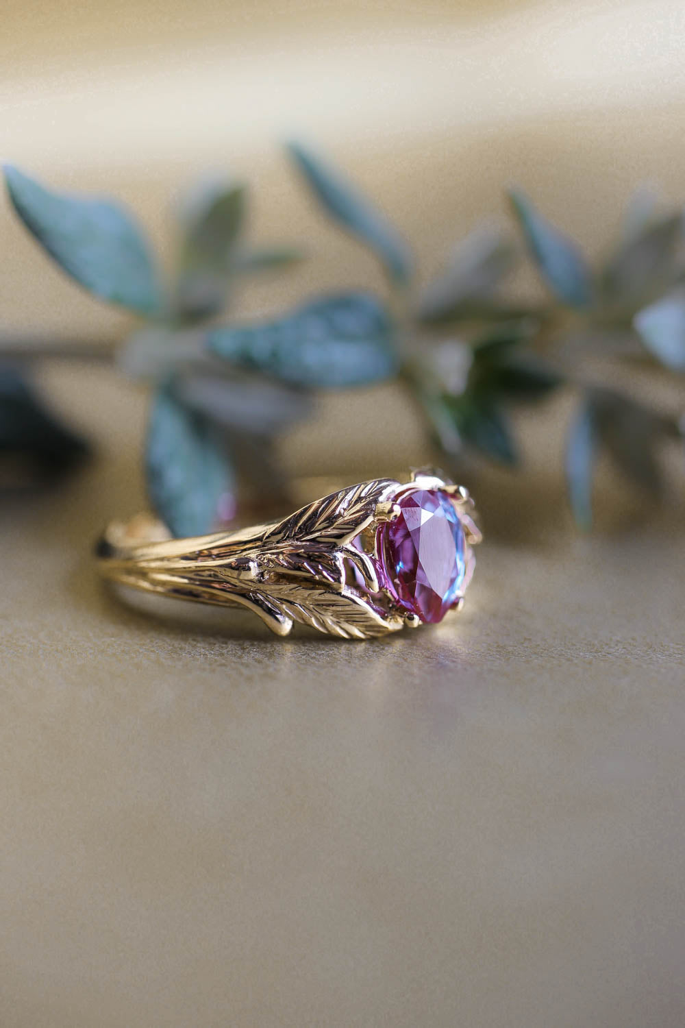 READY TO SHIP: Wisteria in 14K yellow gold, pear alexandrite 7x5 mm, RING SIZE - 8.25 US - Eden Garden Jewelry™