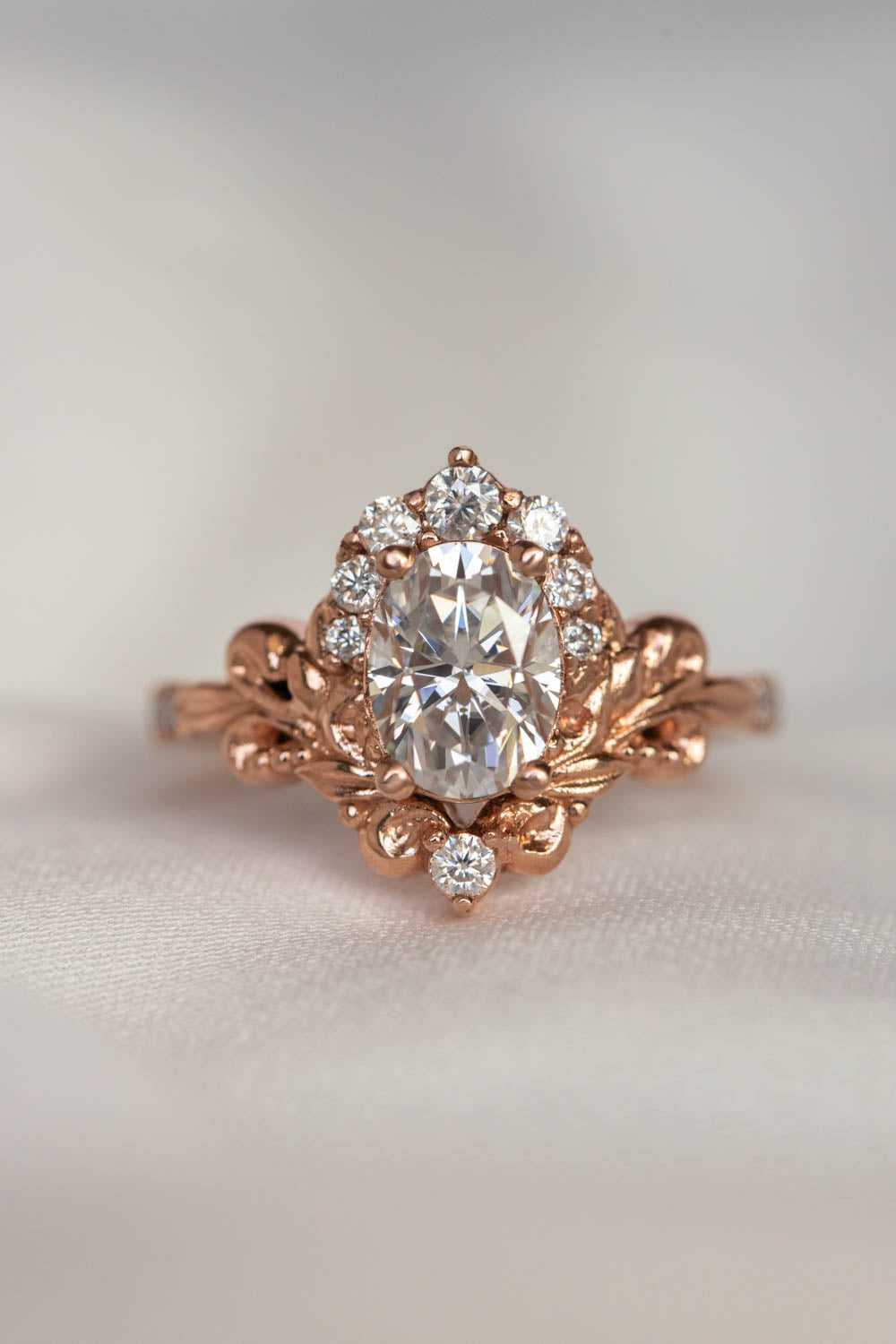Oval lab grown diamond engagement ring, rose gold ring with diamond ...