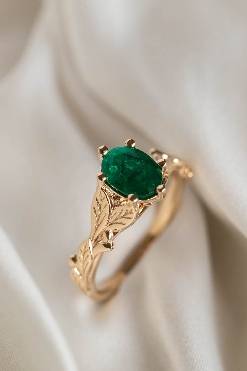 Emerald Engagement Ring With Meteorite | Jewelry by Johan - Jewelry by Johan