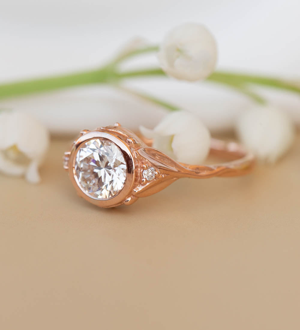Ct Lab Grown Diamond Engagement Ring Rose Gold Bridal Ring