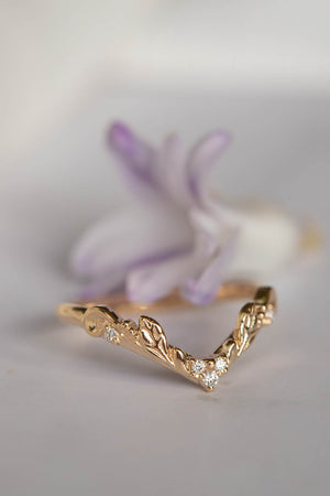 1.1 carat lab grown diamond bridal ring set, nature inspired engagement ring set / Sophie - Eden Garden Jewelry™