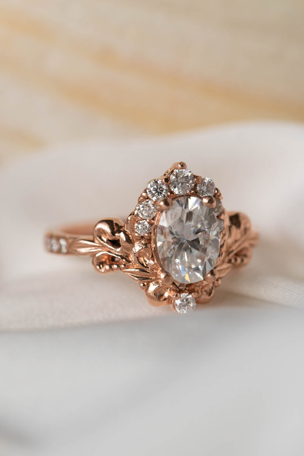Oval Engagement Ring. Rose Gold Wedding Rings. High Quality