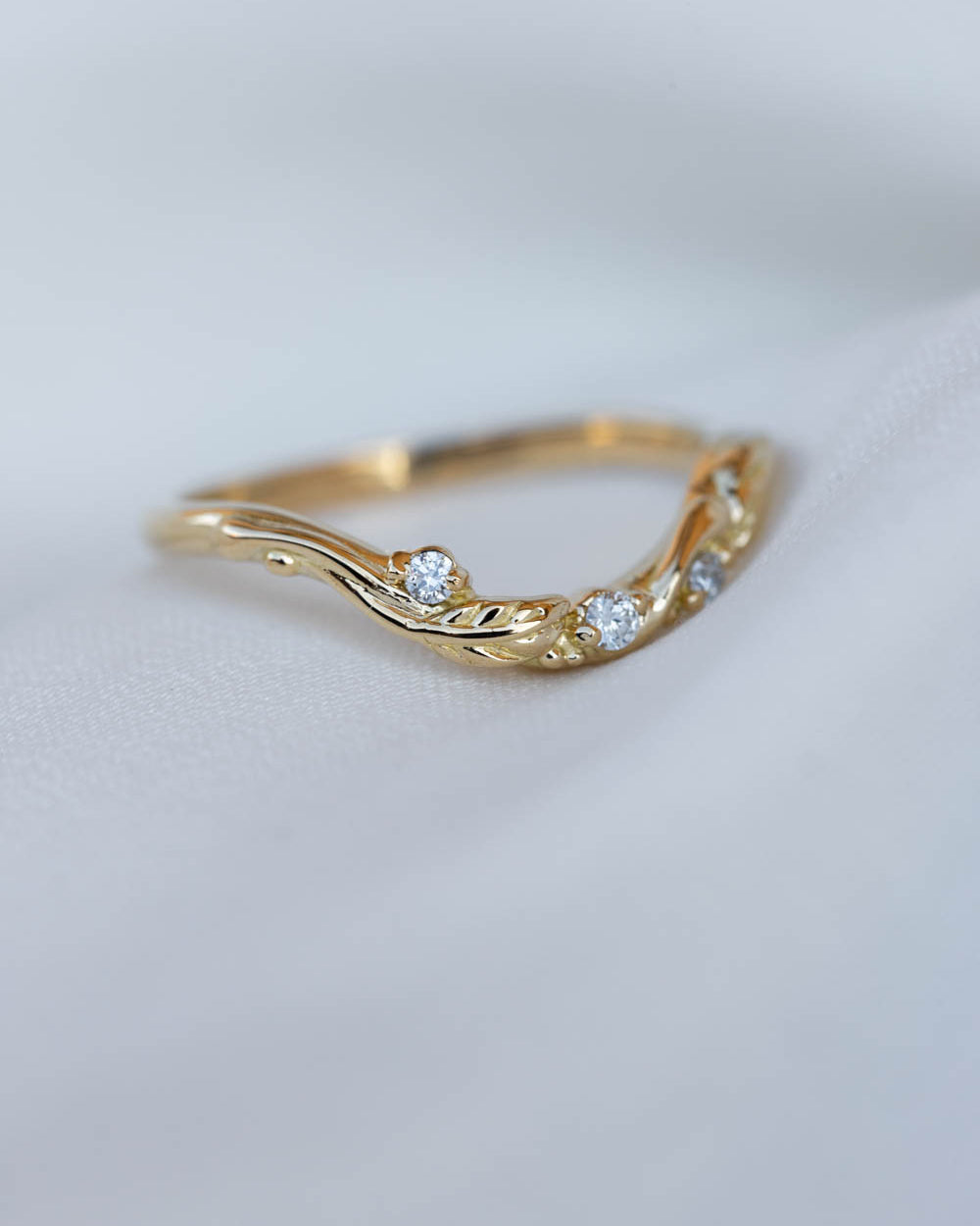 Salt and pepper diamond engagement ring set, gold bridal ring set with diamonds / Undina - Eden Garden Jewelry™